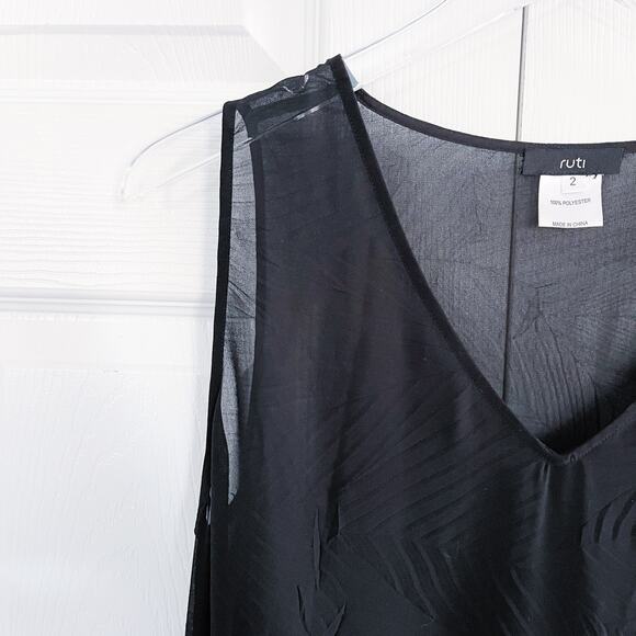 Ruti Sheer Black Tunic Tank with Lace Shark Bite Hem - Picture 2 of 6